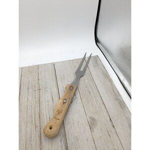 Chef's Collection 2 Prong Tine Meat Serving Fork Wood 10" Stainless Steel